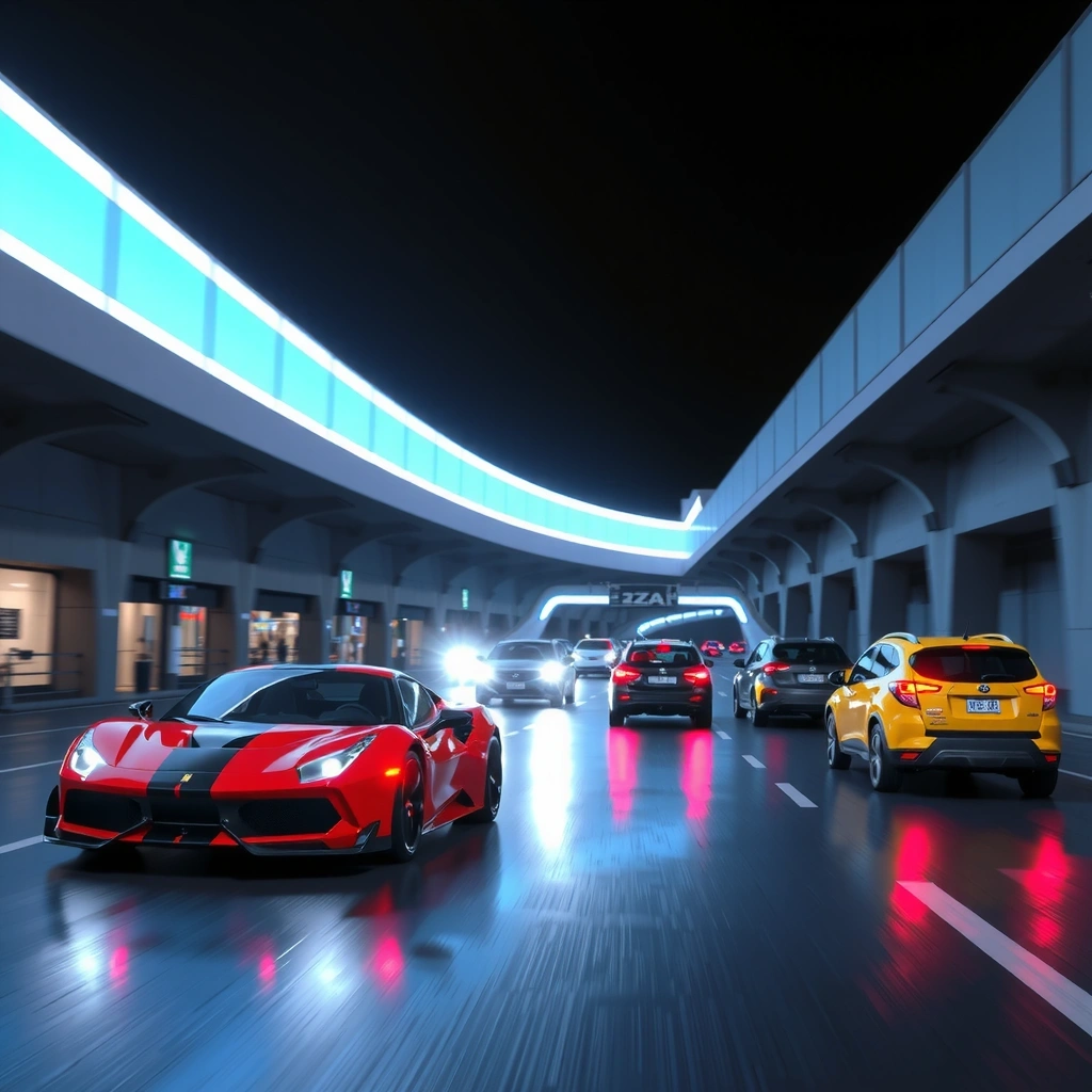 Neon Commute game visual concept showing pixel traffic